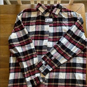 Eddie Bauer Women’s Plaid Button Down Shirt - Flannel, Black, Red, White